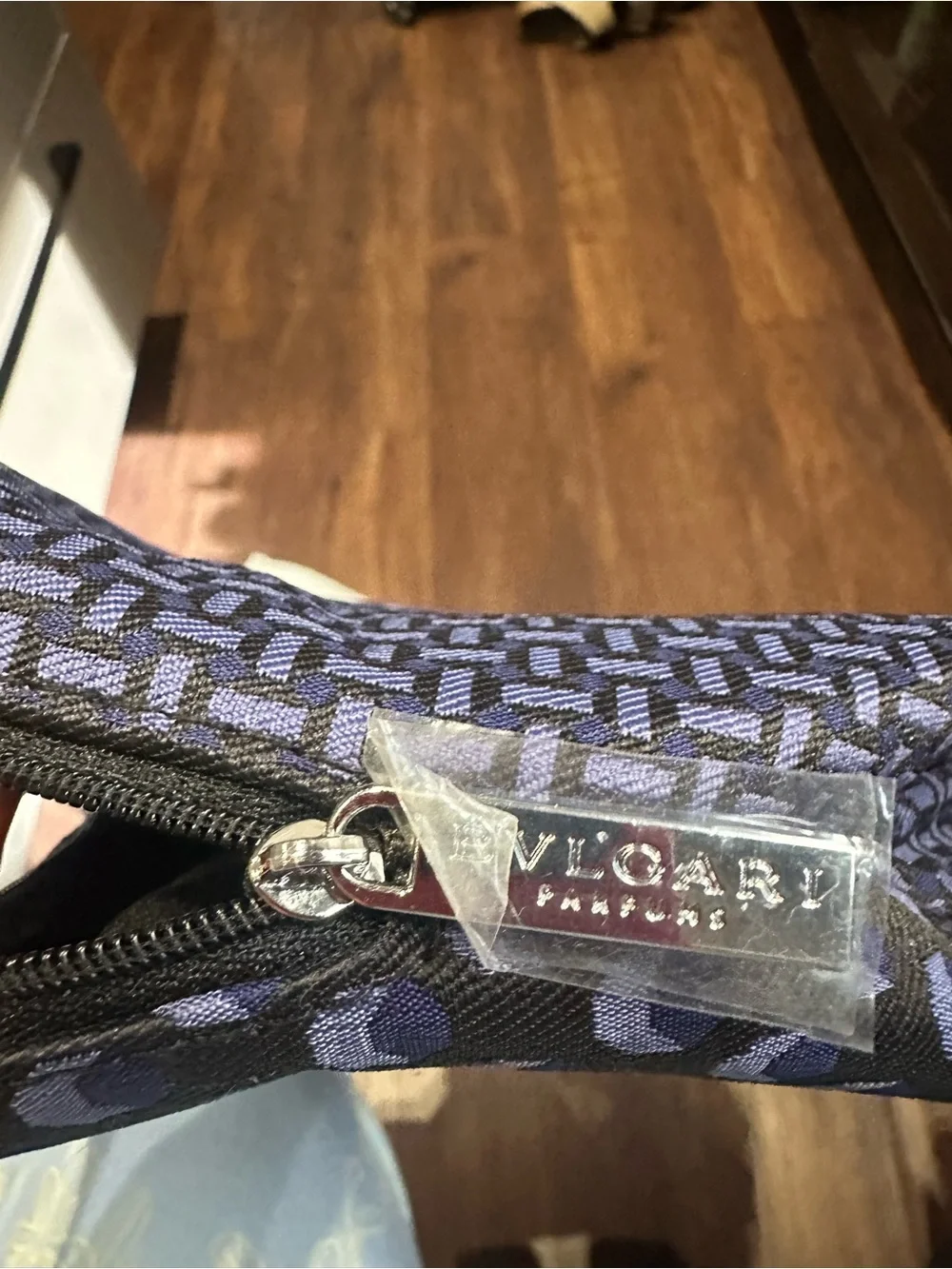 Bulgari Blue and Black Patterned Cosmetic Pouch